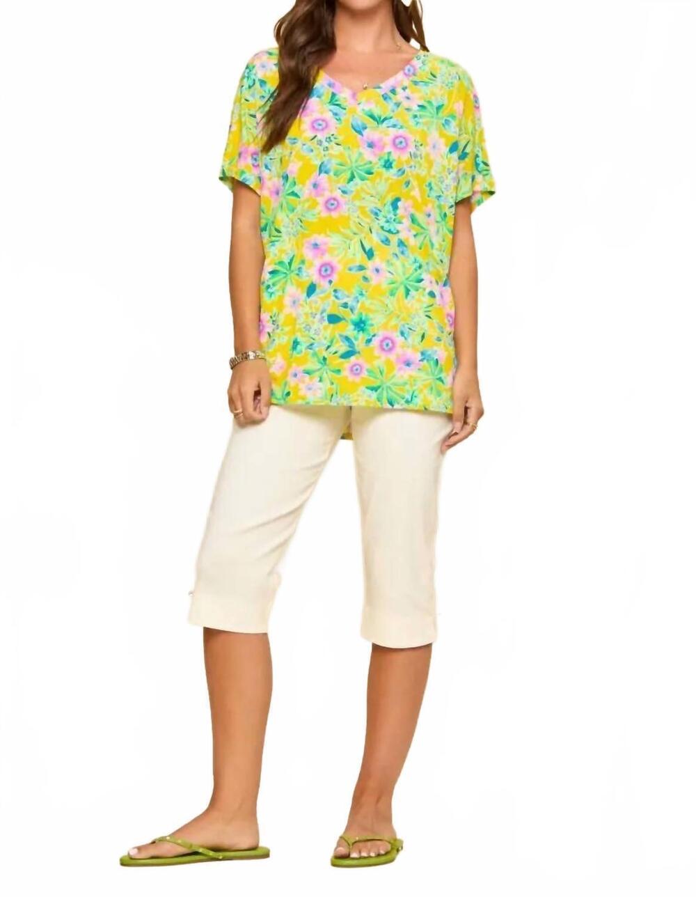 NEW DEAR SCARLETT floral dolman top in yellow